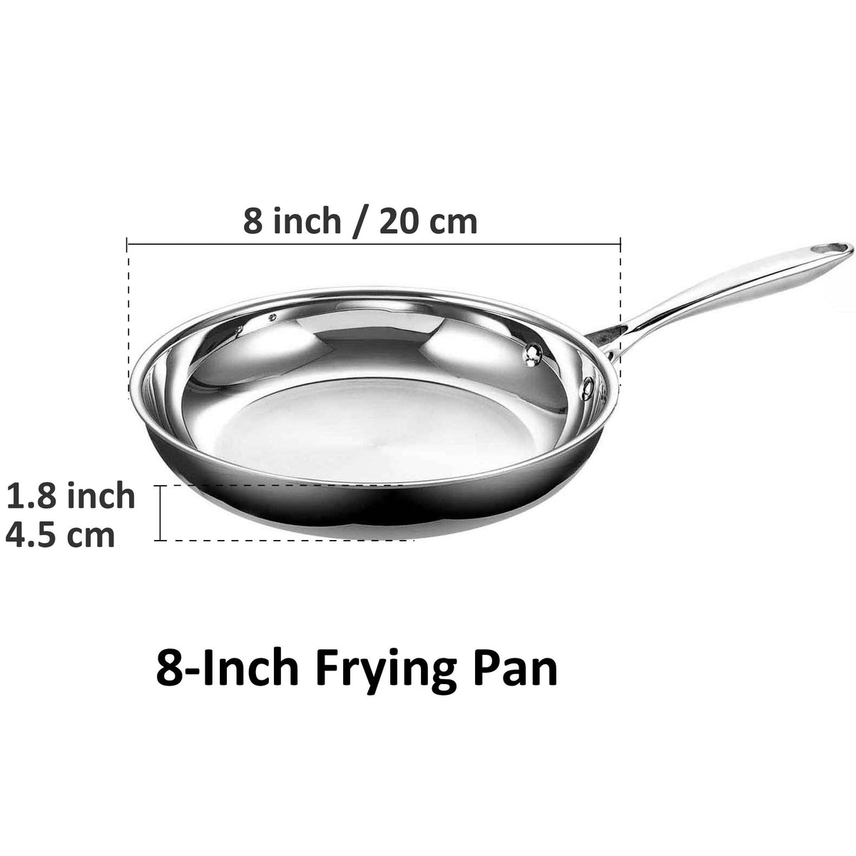 Cooks Standard Multi-Ply Clad Stainless Steel 8-inch Frying Pan, Heavy-Duty