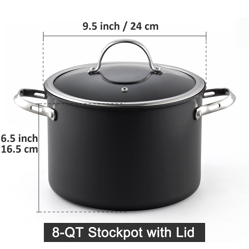 Cooks Standard 8-Quart Hard Anodized Nonstick Stockpot with Glass Lid