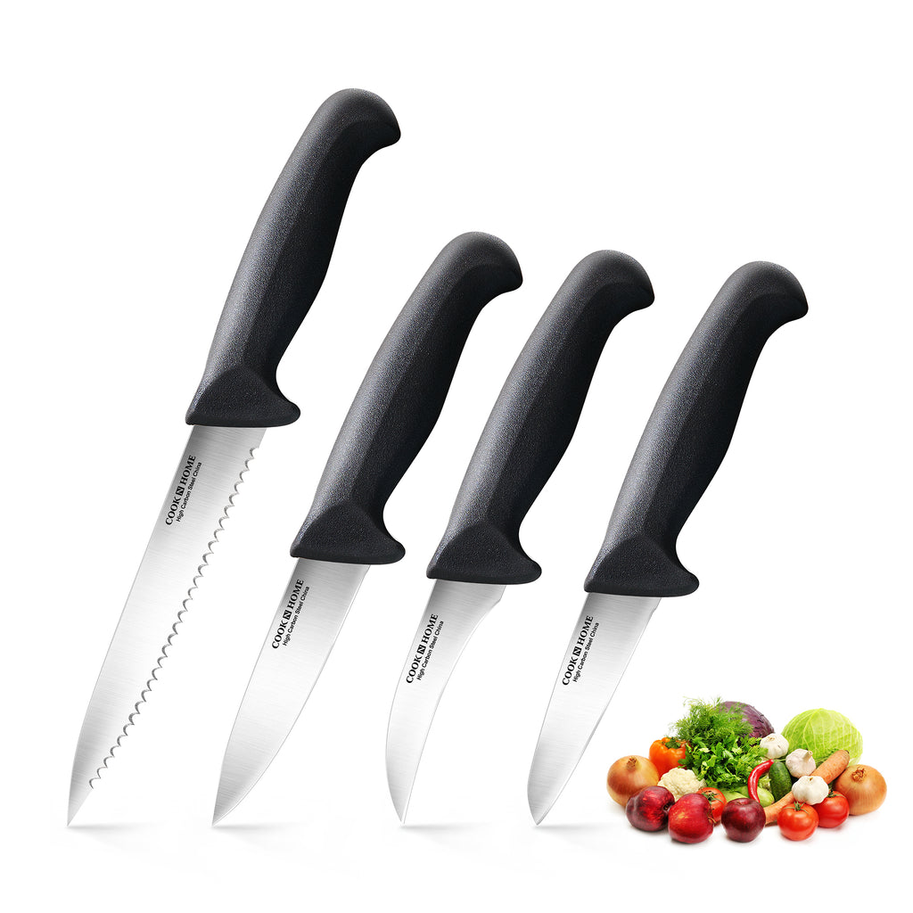 Cook N Home 4-Piece High Carbon Stainless Steel Paring Knife Set
