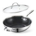 Cooks Standard 12-Inch Hybrid Nonstick Stainless Steel Wok