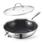 Cooks Standard 12-Inch Hybrid Nonstick Stainless Steel Wok