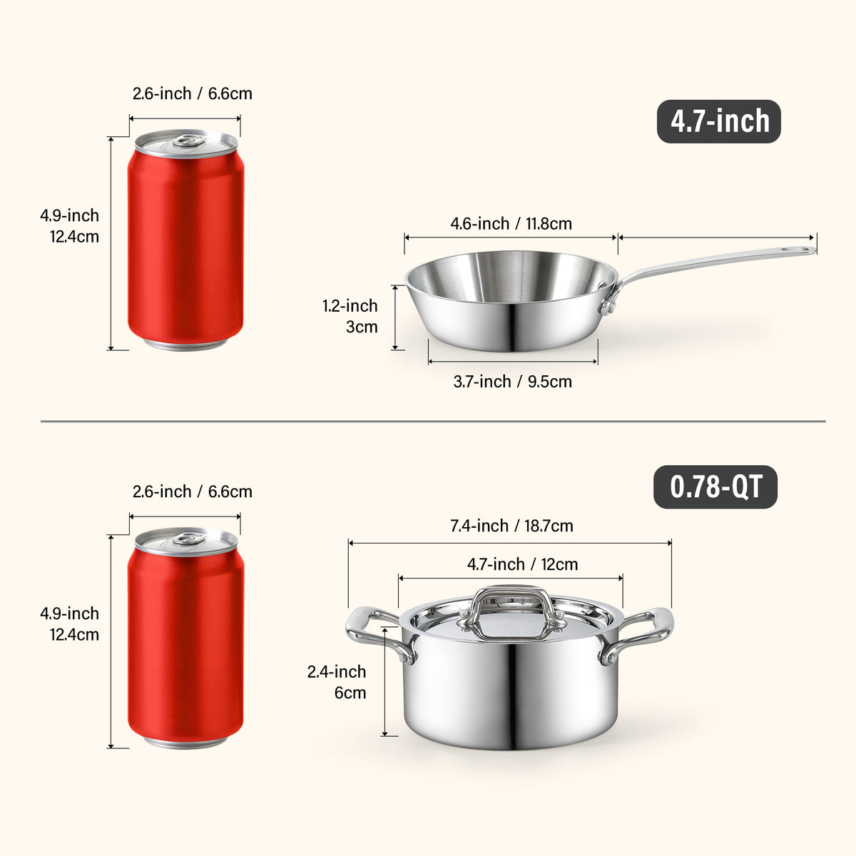 Cooks Standard 3-Piece Mini Multi-Ply Clad Cookware Set