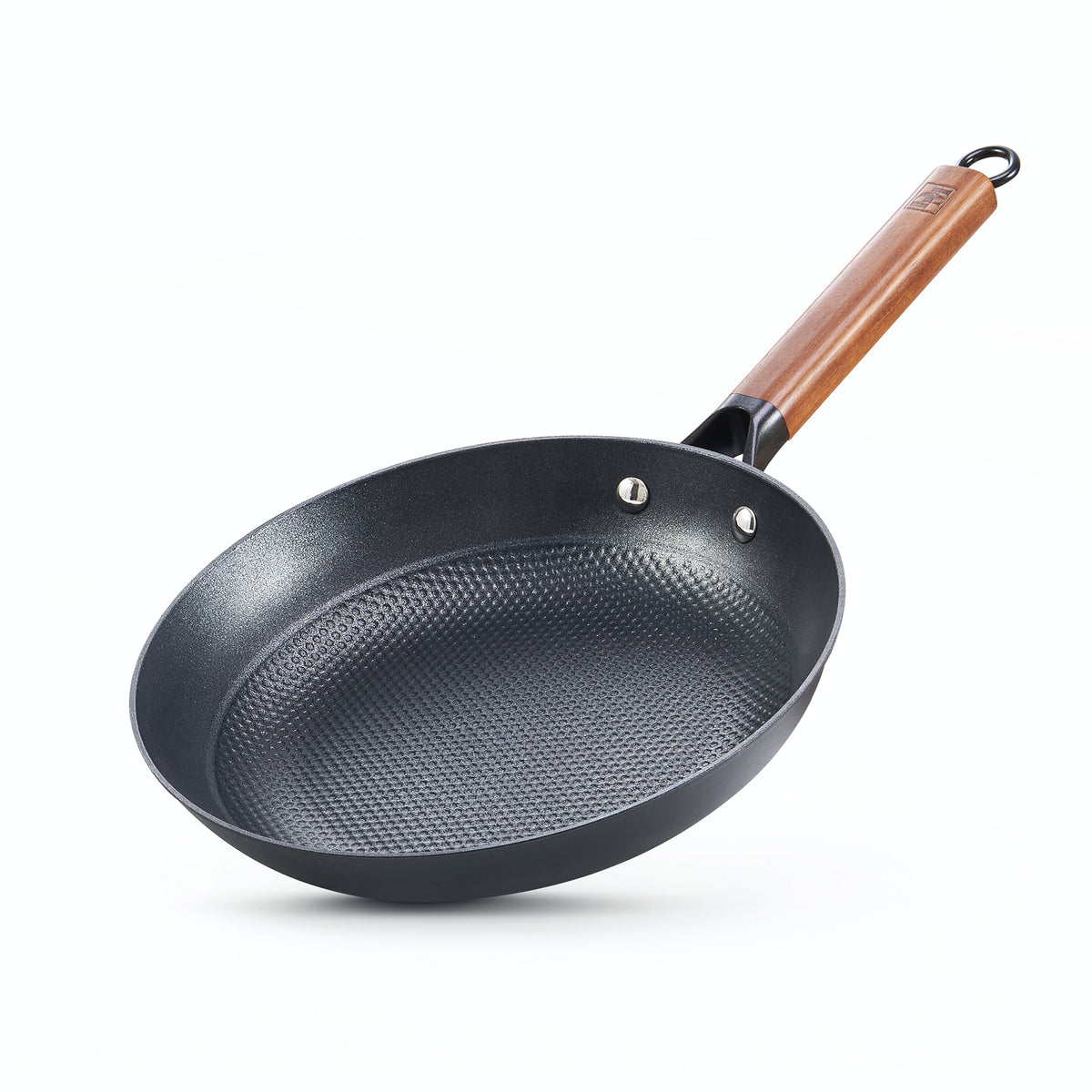 D&M Cast Iron Skillet, 10 Inch Nonstick Frying Pan with Detachable Acacia Wooden Handle, Honeycomb Non stick Omelet Egg Pan, Easy Clean Oven Safe Pans for Cooking