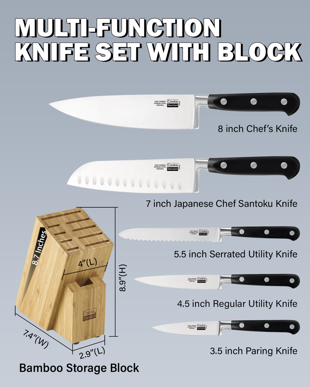 Cooks Standard 6-Piece Stainless Steel Knife Set