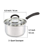 Cook N Home 2-Quart 18/10 Stainless Steel Saucepan with Stay-Cool Handle