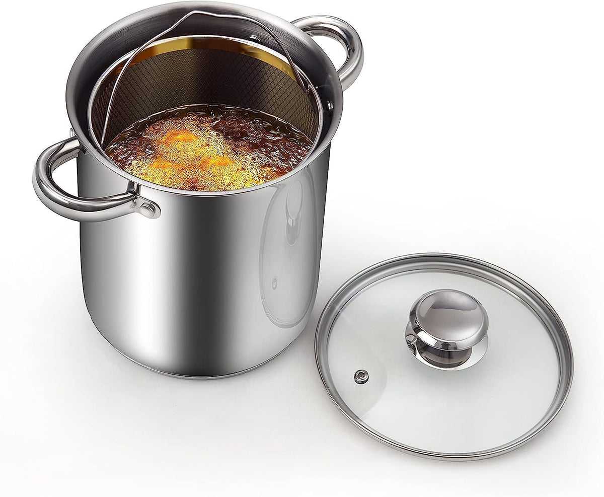 Cook N Home 4-Quart Stainless Steel Deep Fryer Pot with Basket