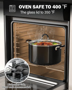 Cook N Home Pots and Pans Nonstick Kitchen Cookware Sets include Saucepan Frying Pan Stockpots 8-Piece, Heavy Gauge, Stay Cool Handle, Black