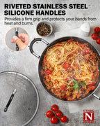 Cook N Home 8-Piece Nonstick Heavy Gauge Cookware Set, Black with Marble coating