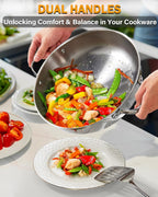 Cooks Standard 12-Inch Stainless Steel Wok Stir Fry Pan with Glass Lid