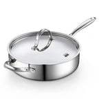 Cooks Standard Classic Stainless Steel Saute Pan 11-inch, 5 Quart Induction Cookware Deep Frying Pan Cooking Skillet with Lid, Stay-Cool Handle