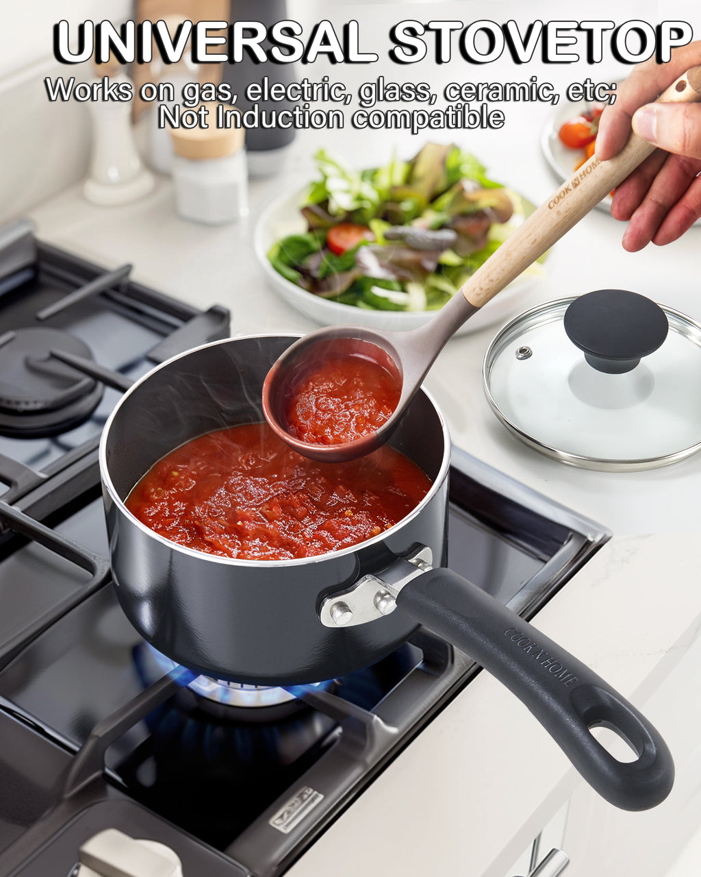 Cook N Home 2-Quart Nonstick Saucepan with Glass Lid
