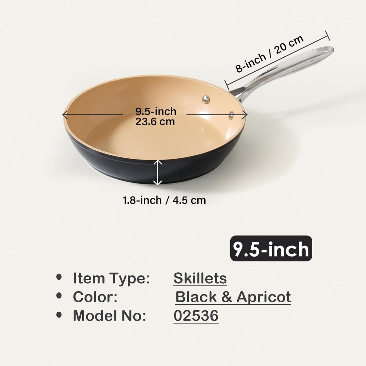 Cooks Standard Classic 9.5 Inch Hard Anodized Ceramic Nonstick Skillet Pan