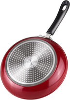 Cook N Home 12-Piece Nonstick Cookware Set, Pots and Pans, Induction Compatible, Marble Red