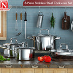 Cook N Home 8-Piece 18/10 Stainless Steel Cookware Set