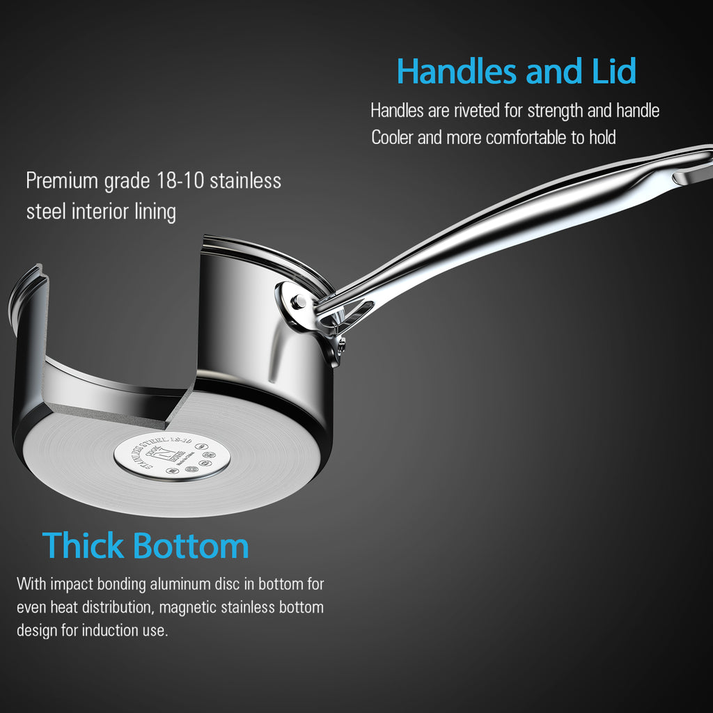 Cook N Home 3-Quart 18/10 Stainless Steel Saucepan with Lid