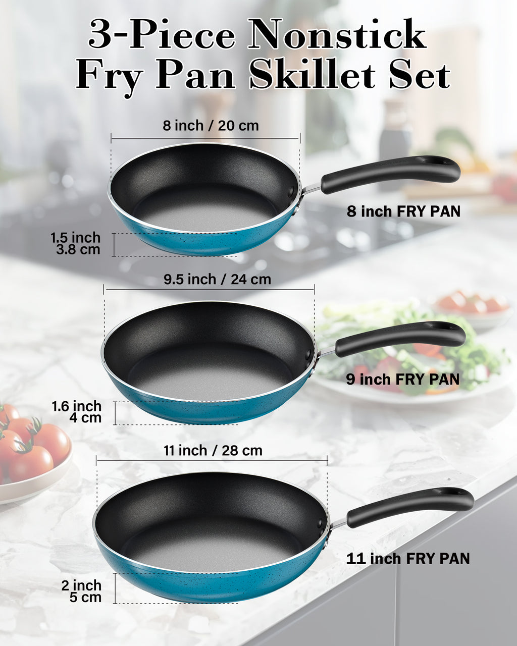 Cook N Home 3-Piece Nonstick Frying Pan Set