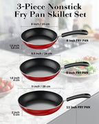 Cook N Home Nonstick Sauté Fry Pan Set, 8, 9.5 & 11-Inch, 3-Piece, Induction Compatible