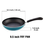 Cook N Home Nonstick Saute Skillet Fry Pan, 9.5 Inch Kitchen Non-stick Cookware Cooking Frying Pan, Induction Compatible, Turquoise