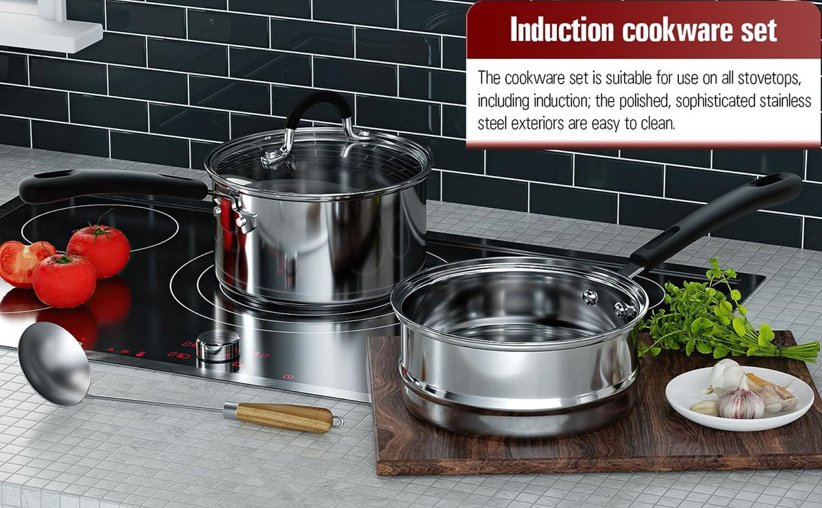 Cook N Home 2-Quart Double Boiler Set with 1.5-Quart Insert