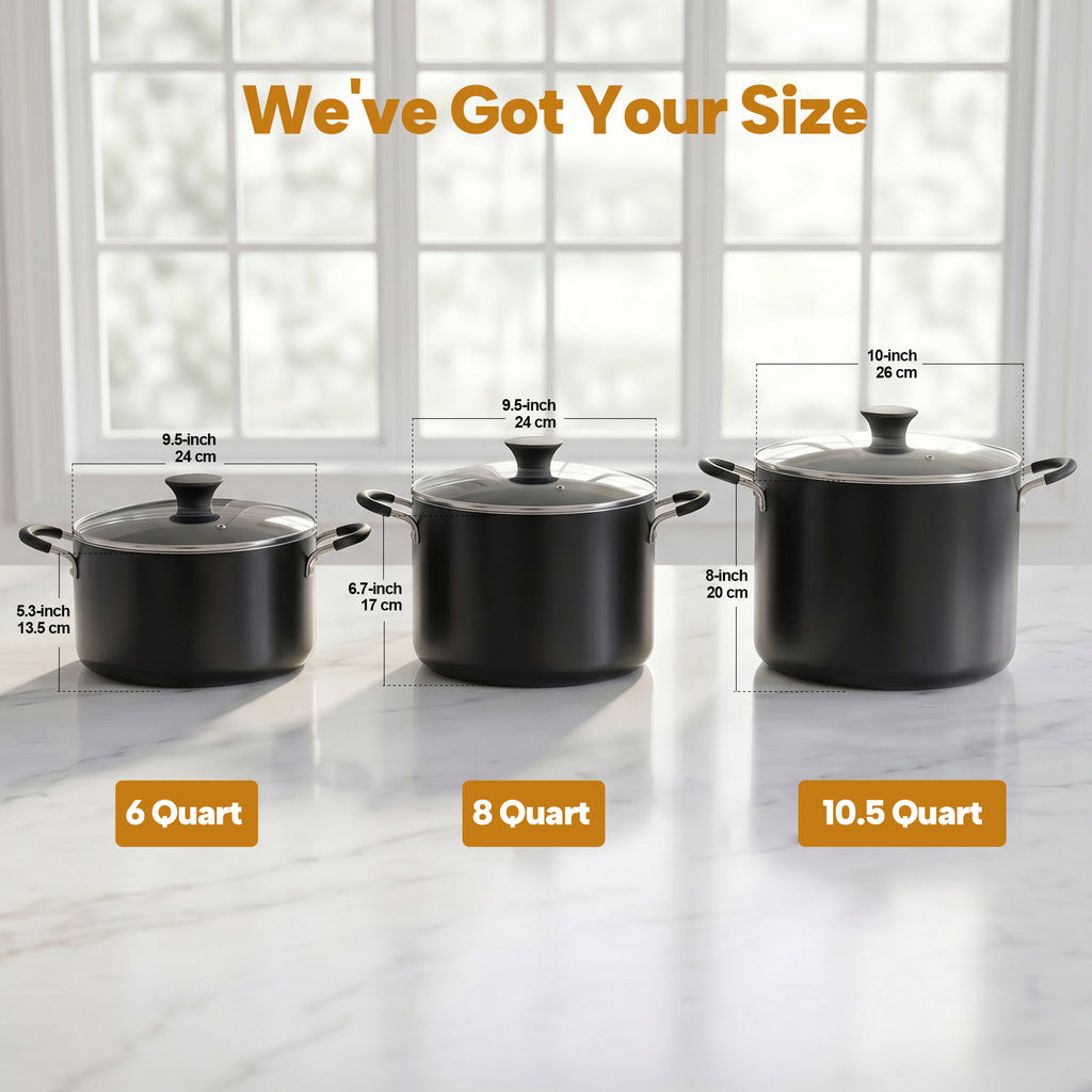 Cook N Home 8-Quart Nonstick Stockpot with Glass Lid