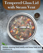 Cook N Home 1.5-Quart Tri-Ply Clad Stainless Steel Saucepan with Glass Lid