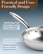 Cook N Home 10-Inch Tri-Ply Clad Stainless Steel Frying Pan