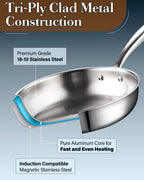 Cook N Home 10-Inch Tri-Ply Clad Stainless Steel Frying Pan