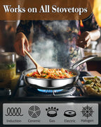 Cook N Home 10-Inch Tri-Ply Clad Stainless Steel Frying Pan