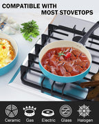 Cook N Home Pots and Pans Set Nonstick, 10-Piece Ceramic Kitchen Cookware Sets, Nonstick Cooking Set with Saucepans, Frying Pans, Dutch Oven Pot with Lids, Turquoise