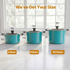 Cook N Home 10.5-Quart Nonstick Stock Pot with Lid, Turquoise