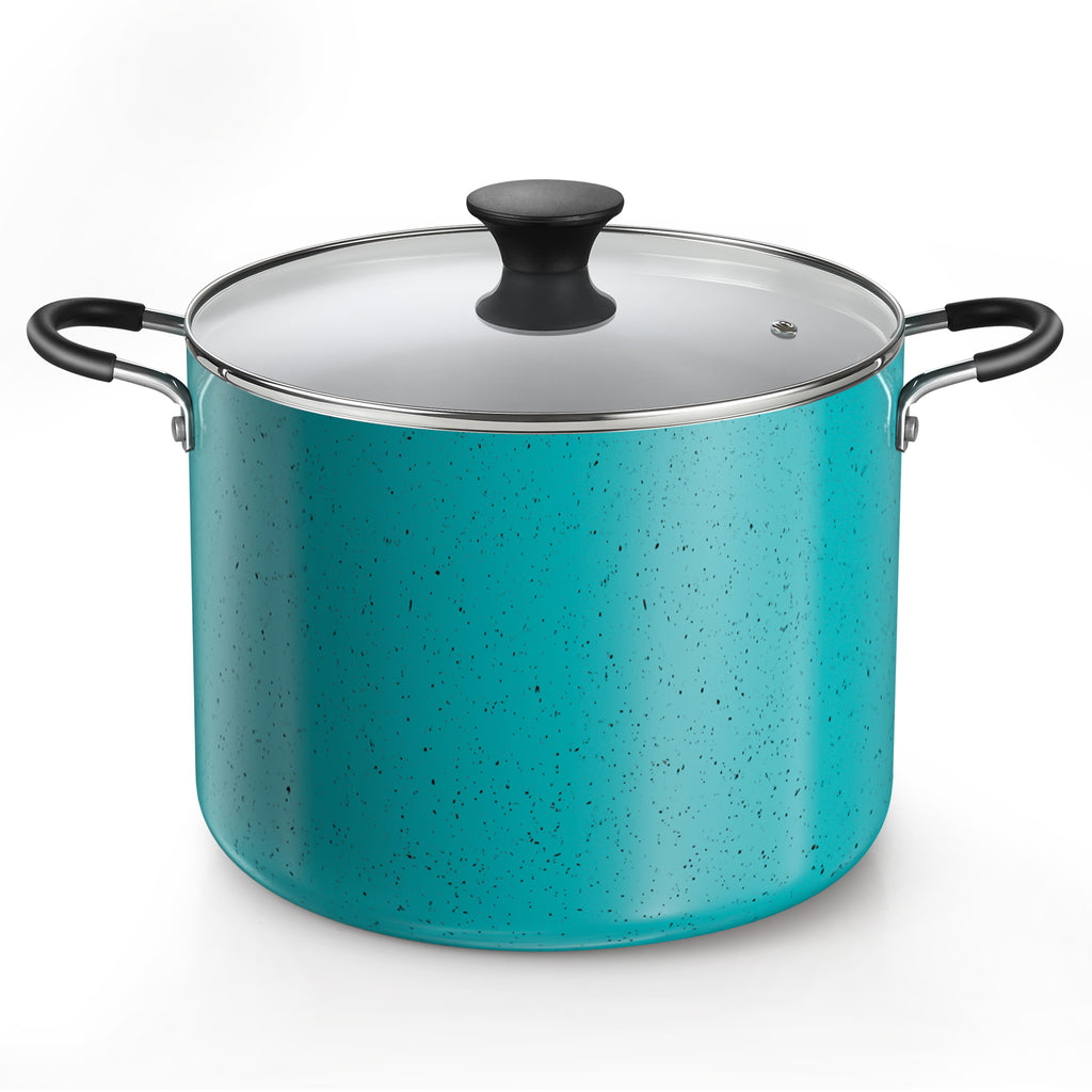 Cook N Home 10.5-Quart Nonstick Stock Pot with Lid, Turquoise