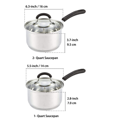 Cook N Home 1-Quart and 2-Quart Stainless Steel Saucepan Set