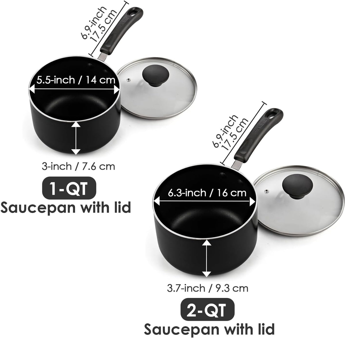 Cook N Home 2-Piece Nonstick Saucepan Set