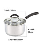 Cook N Home 3-Quart 18/10 Stainless Steel Saucepan with Stay-Cool Handle