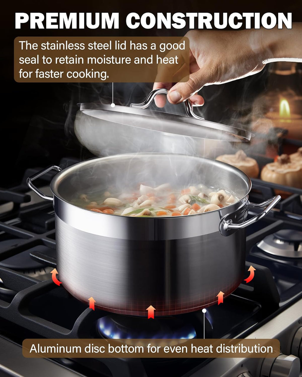 Cooks Standard 9-Quart Stainless Steel Dutch Oven Stockpot with Lid