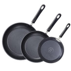 Cook N Home Nonstick Saute Fry Pan (8"/9.5"/12") Professional Hard Anodized Frying Pan 3 Piece Cookware Sets, Dishwasher Safe with Stay-Cool Handles, Black