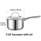 Cooks Standard 2-Quart 18/10 Stainless Steel Saucepan with Glass Lid