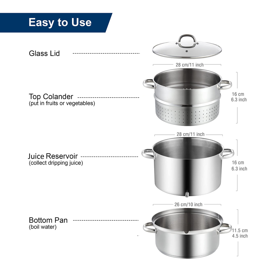 Cooks Standard 11-Quart Stainless Steel Juice Steamer with Glass Lid
