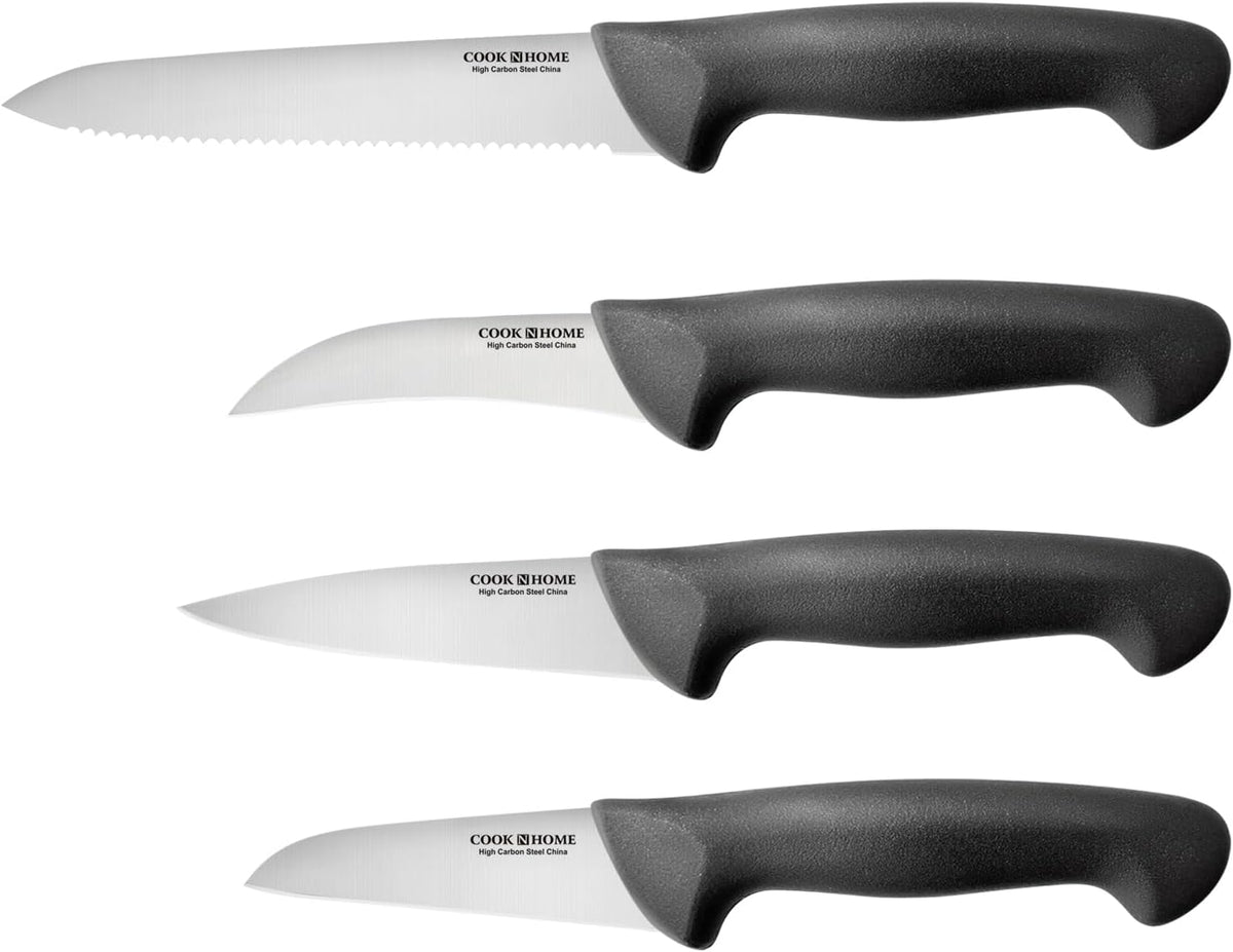 Cook N Home 4-Piece High Carbon Stainless Steel Paring Knife Set