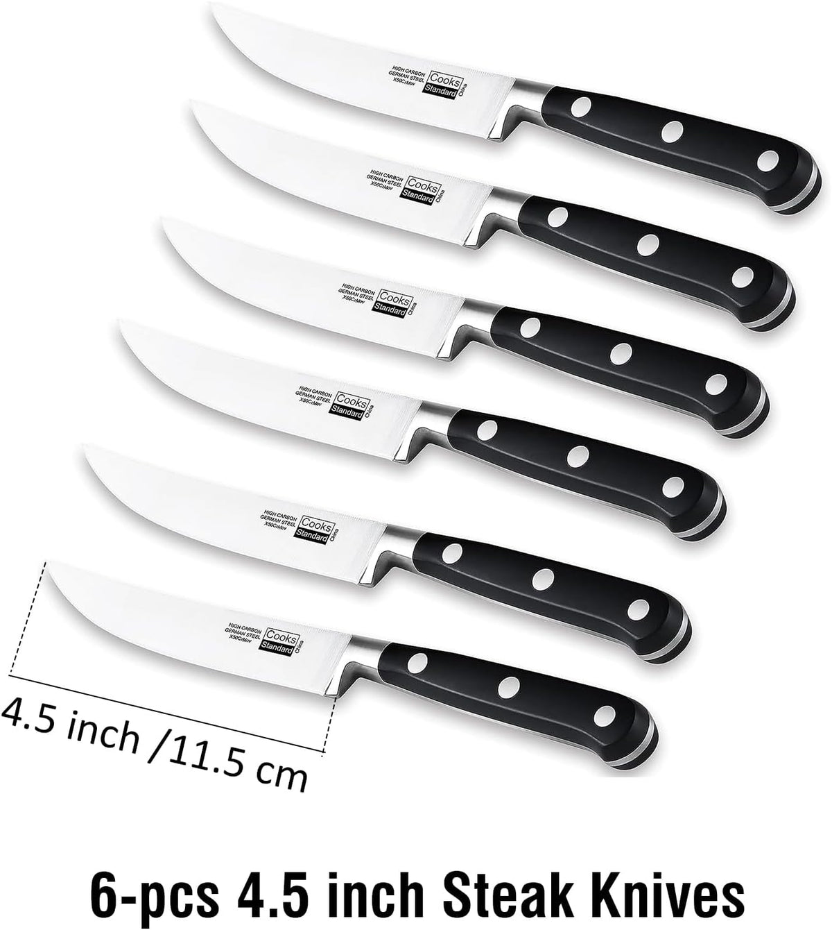 Cooks Standard 6-Piece Steak Knife Set, Black
