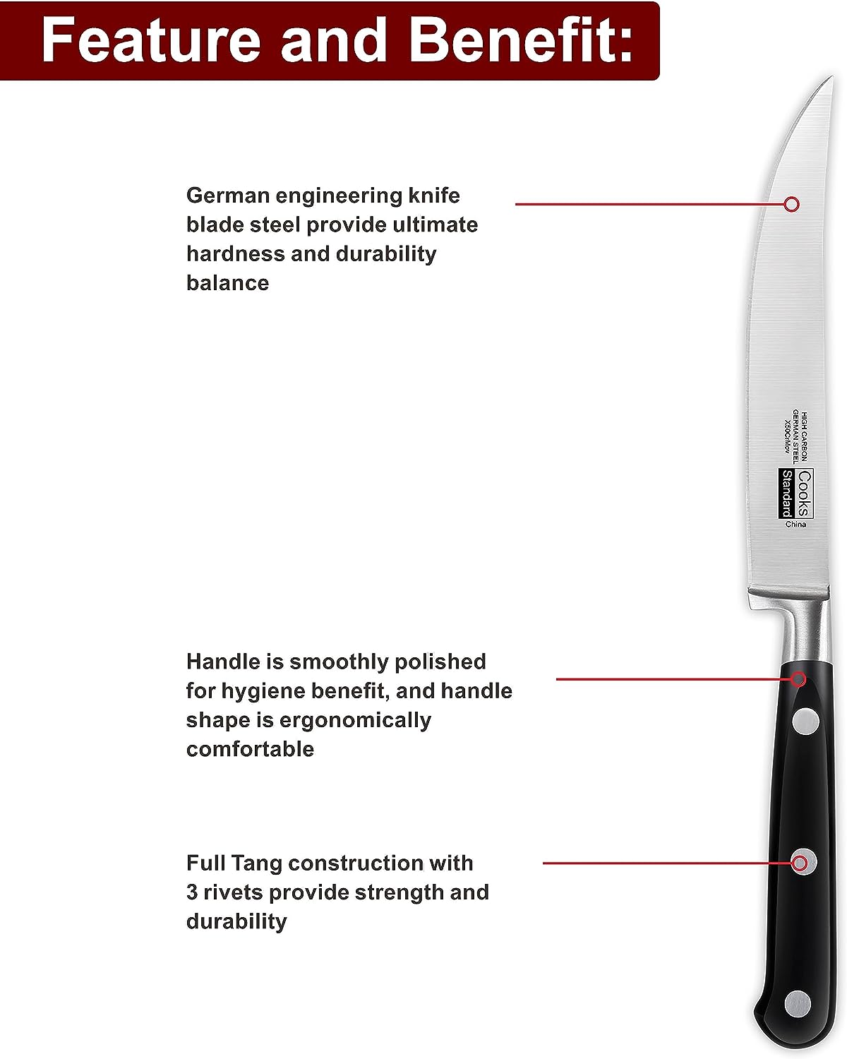 Cooks Standard 6-Piece Steak Knife Set, Black