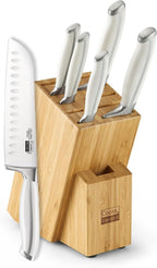 Cooks Standard 6-Piece Stainless Steel Kitchen Knife Set with Expandable Bamboo Block