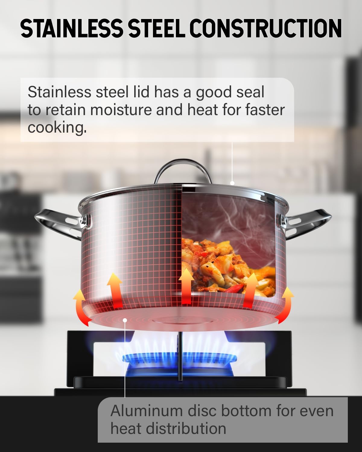 Cooks Standard Stainless Steel Stock Pot - Induction Deep Cookware