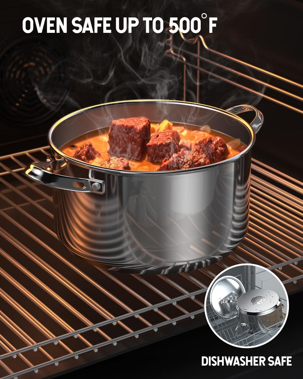 Cooks Standard Stainless Steel Stock Pot - Induction Deep Cookware