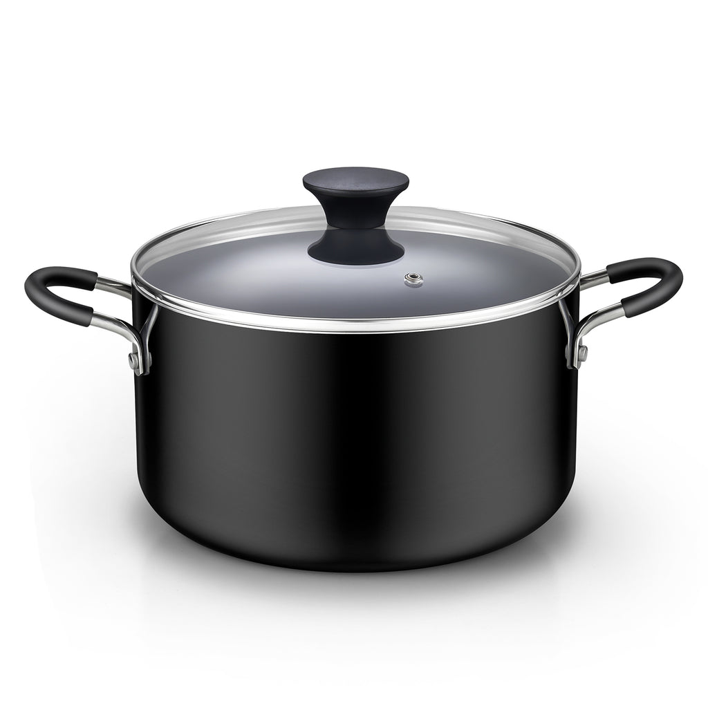 Cook N Home 6-Quart Nonstick Stockpot with Glass Lid, Black