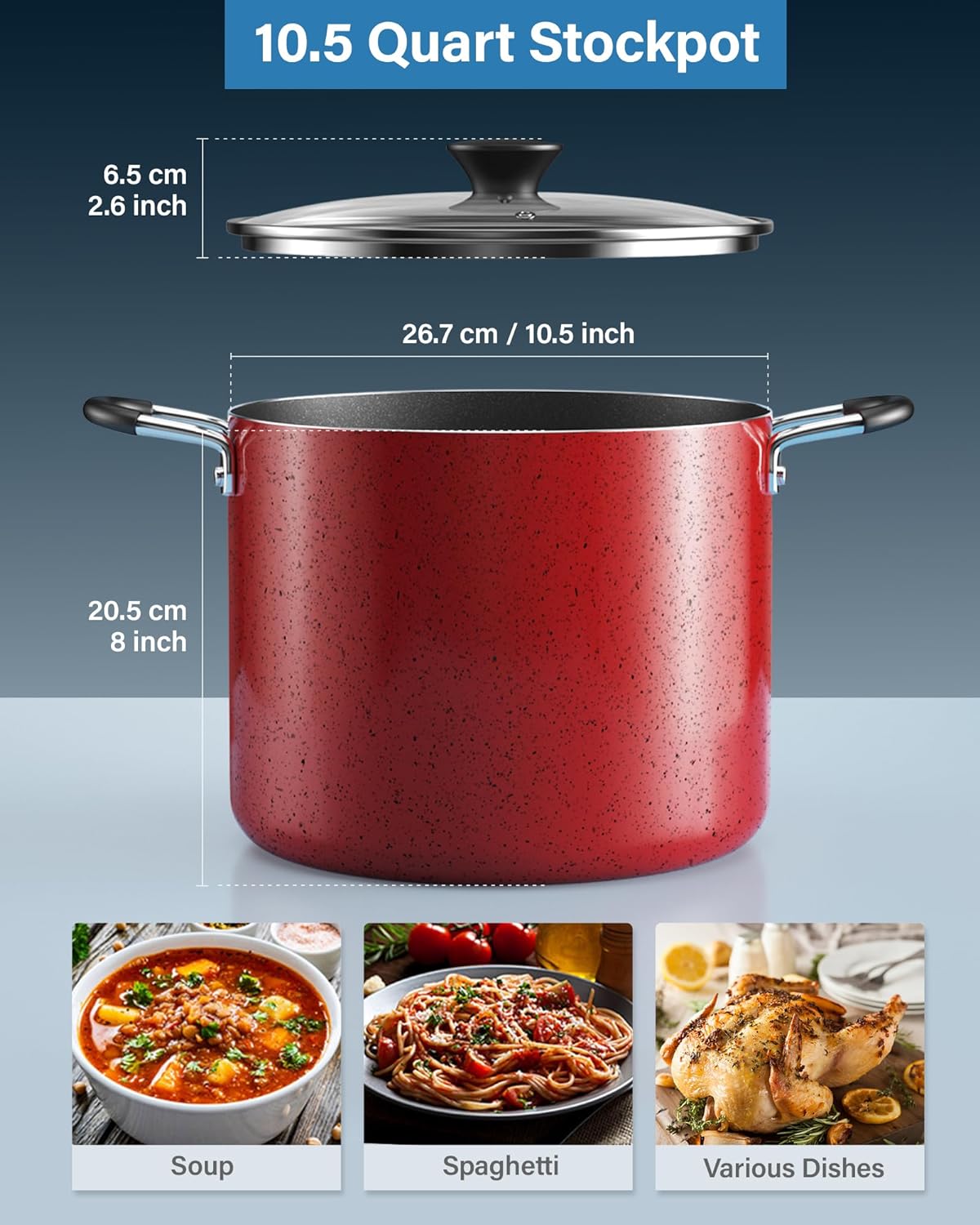 Cook N Home 10.5-Quart Nonstick Stockpot with Glass Lid
