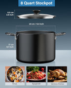 Cook N Home 8-Quart Nonstick Stockpot with Glass Lid