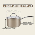 Cooks Standard 3-Quart Hard Anodized Ceramic Nonstick Saucepan with Glass Lid
