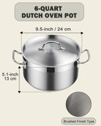 Cooks Standard 6-Quart Stainless Steel Stock Pot with Lid