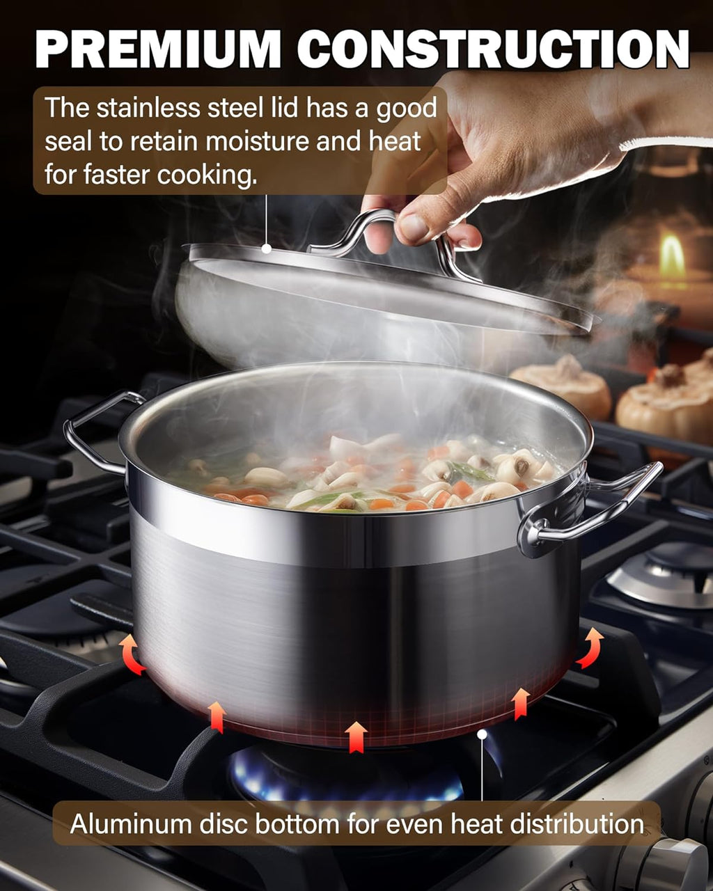 Cooks Standard 6-Quart Stainless Steel Stock Pot with Lid